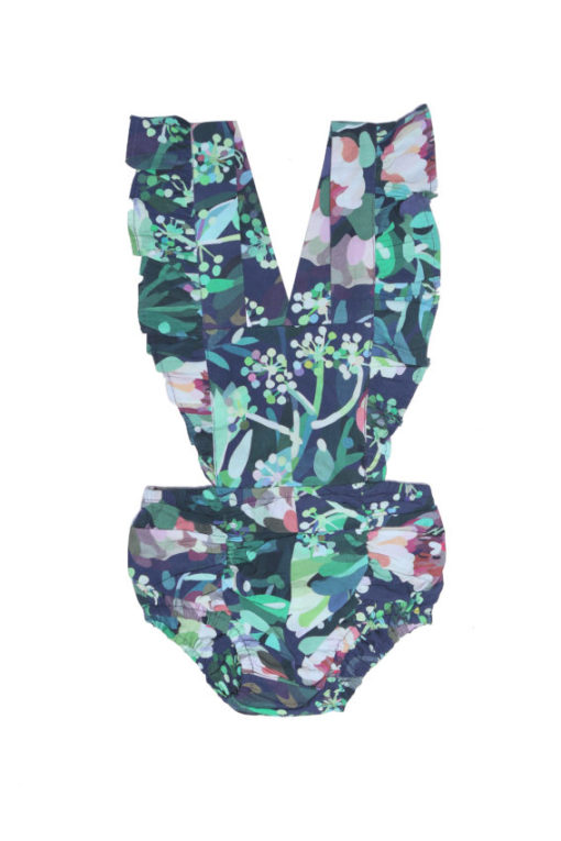 HUBBLE & DUKE – AUDREY RUFFLE VINTAGE ROMPER BOTANICAL PRINT