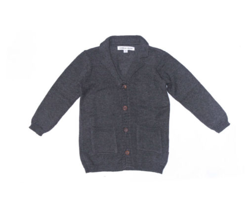 HUBBLE & DUKE – OLIVER CARDIGAN CHARCOAL / GREY MARLE KNIT