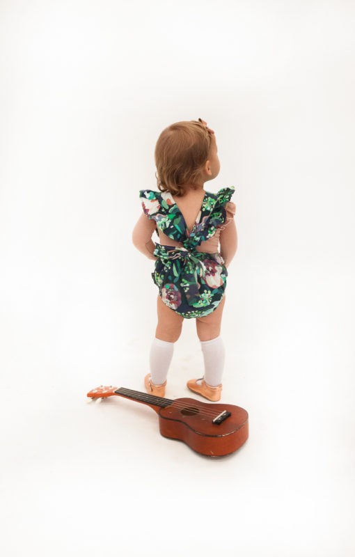 HUBBLE & DUKE – AUDREY RUFFLE VINTAGE ROMPER BOTANICAL PRINT