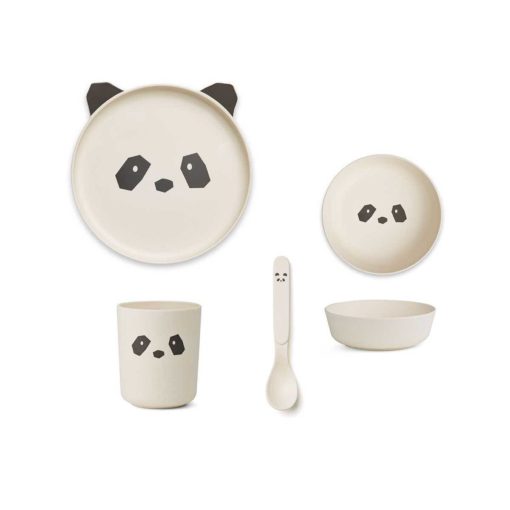 LIEWOOD – BAMBOO TABLEWARE BOX SET PANDA CREME