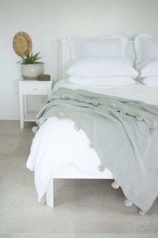 Bengali Collections Blanket – Vanilla Grey Pom Pom