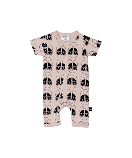 HUXBABY – Frenchie Shades Short Zip Romper Dusty Rose