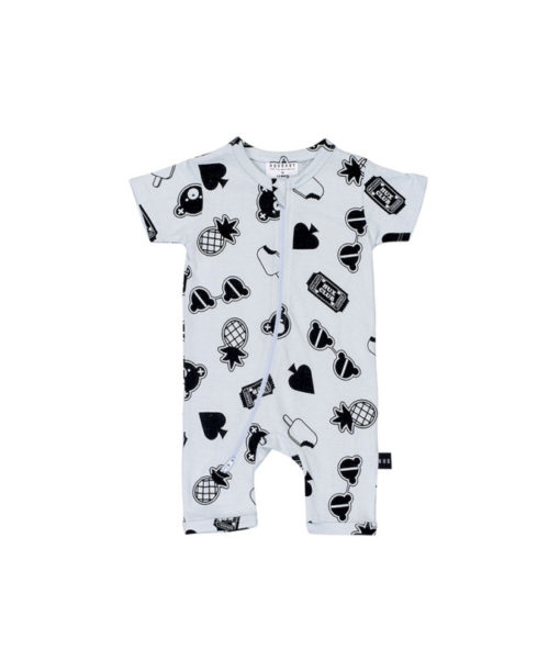 HUXBABY – Patches Short Zip Romper