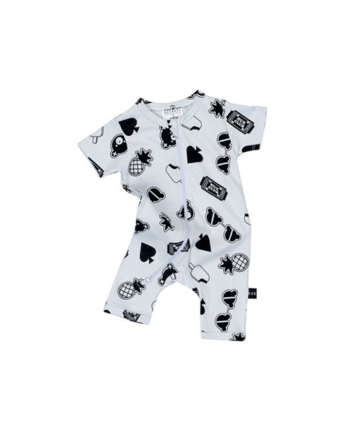 HUXBABY – Patches Short Zip Romper