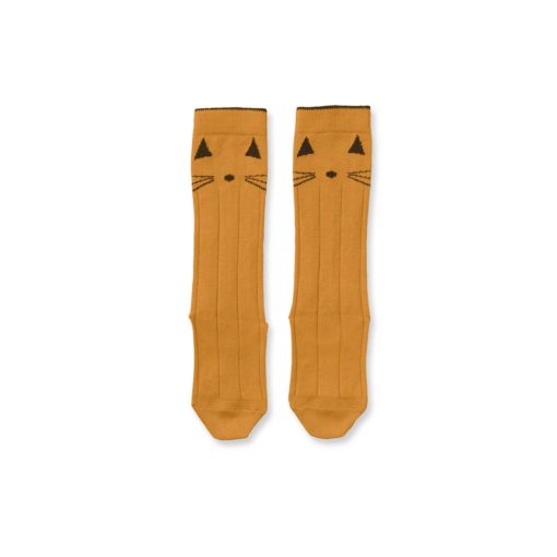 Liewood Sofia Cotton Knee Socks 2 Pack – Cat Mustard