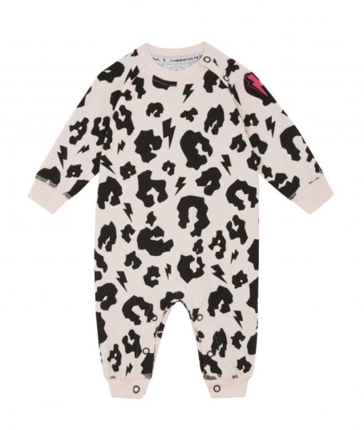 Scamp & Dude – Baby Romper Blush Leopard and Lightening Bolt Print
