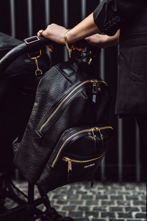 Tiba + Marl – Elwood Backpack Black / Gold *SLIGHT FAULT – AS BRAND NEW BUT ZIP STICKS SLIGHTLY