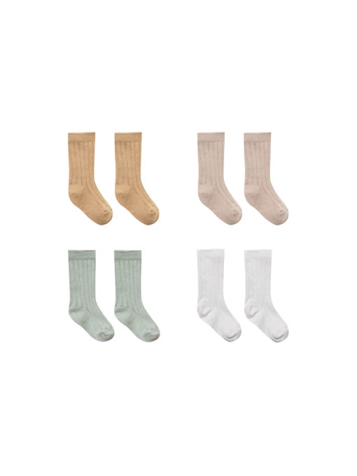 Quincy Mae 4 Pack Baby Socks – Honey / Rose / Sage / Ivory