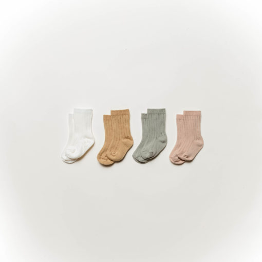 Quincy Mae 4 Pack Baby Socks – Honey / Rose / Sage / Ivory