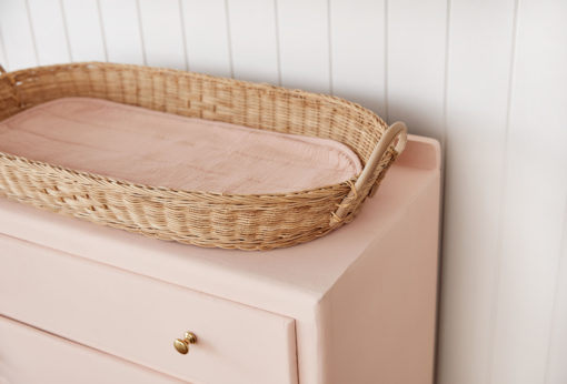 Olli Ella Luxe Organic Cotton Change Basket Liner – Rose