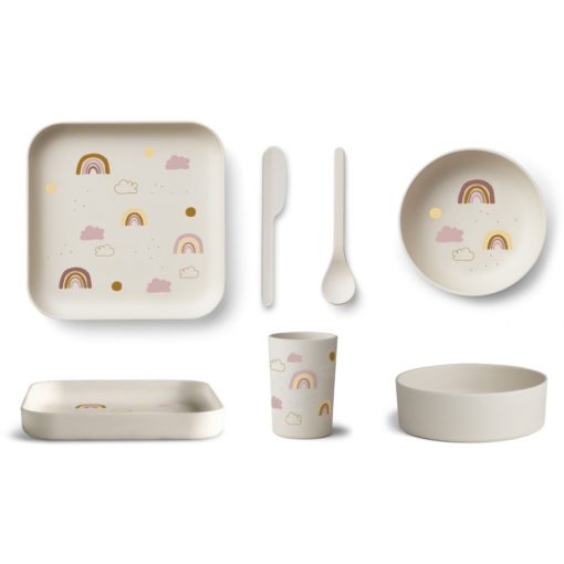 Liewood Aiko Bamboo Set – Rainbow Creme de la Creme