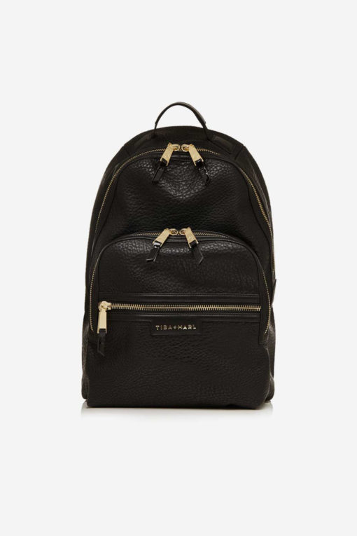 Tiba + Marl – Elwood Backpack Black / Gold *FAULT – POCKET STITCHING REPAIRED / SMALL MARK