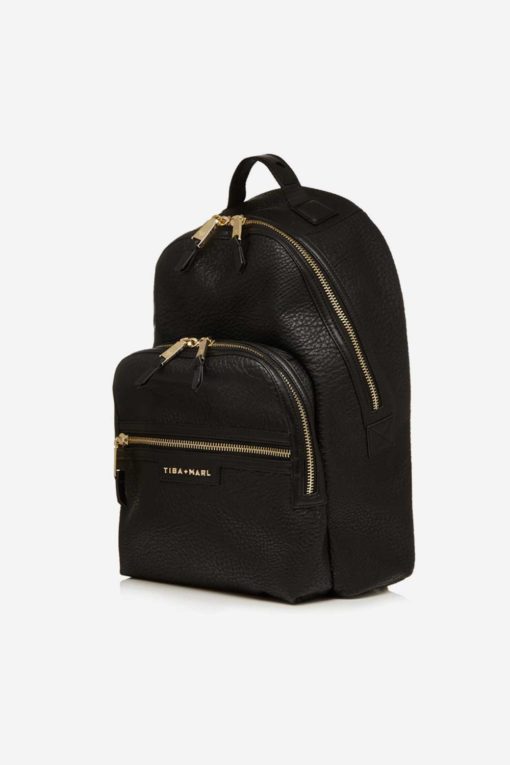 Tiba + Marl – Elwood Backpack Black / Gold *SLIGHT FAULT – AS BRAND NEW BUT ZIP STICKS SLIGHTLY