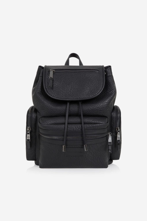 Tiba + Marl – Kaspar Knapsack Black *SLIGHT FAULT – DULL SPOT ON FAUX LEATHER