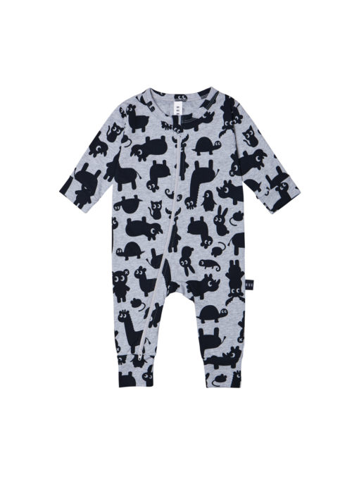 Huxbaby Shadow Animal Zip Romper