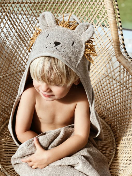 Liewood Augusta Hooded Towel – Lion Stone Beige