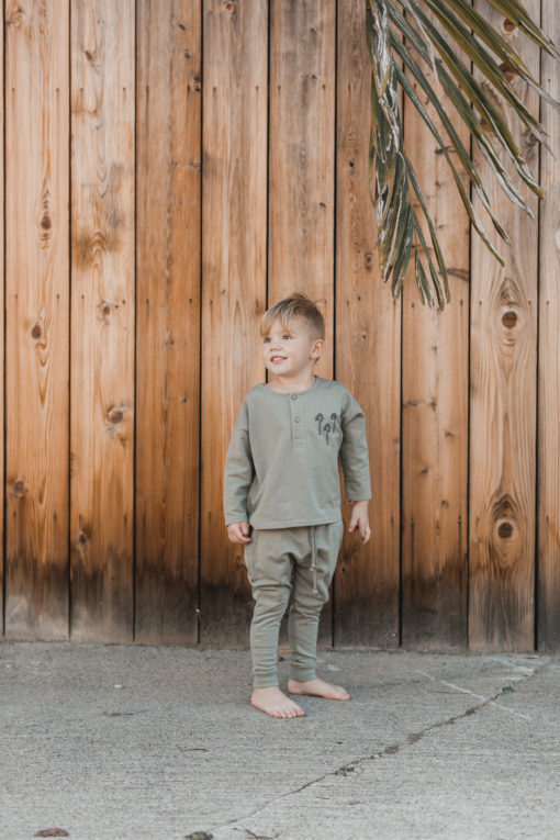 Rylee + Cru Palm Tree Henley Sweatshirt