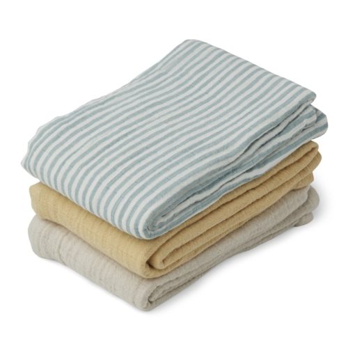 Liewood Line Muslin Cloth – 3 Pack Sea Blue Stripe Mix
