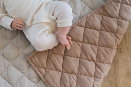 Warren Hill Linen Quilted Play Mat Square-Reversible- Chestnut/Natural