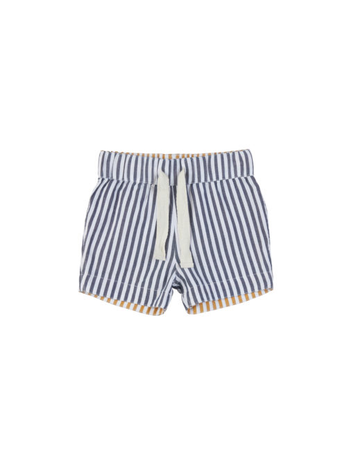 Huxbaby Reversible Chino Short – Navy + Mustard Stripe