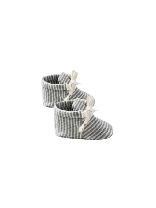 Quincy Mae Ribbed Baby Booties – Eucalyptus Stripe