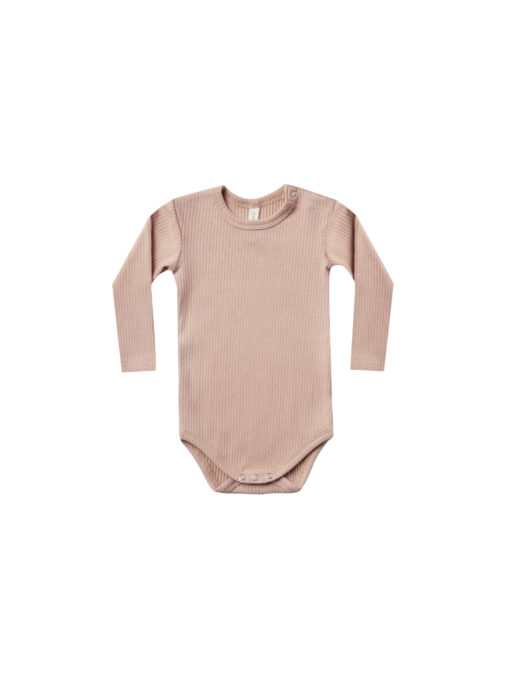 Quincy Mae Ribbed Longsleeve Onesie- Petal