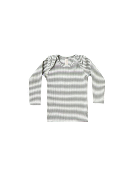 Quincy Mae Ribbed Long Sleeve Lap Tee – Eucalyptus Stripe