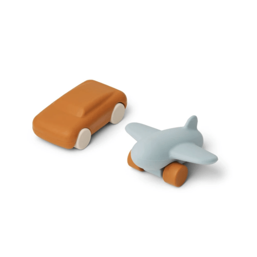 Liewood Kevin Car and Airplane 2 Pack – Mustard/Sea Blue Mix