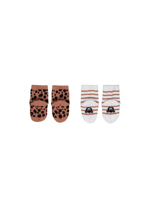 Huxbaby Terracotta Stripe/Ocelot 2pk Socks