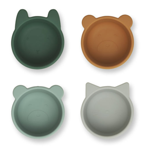 Liewood Malene Silicone Bowls – 4 Pack – Green Multi Mix