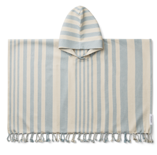 LIEWOOD ROOMIE PONCHO Y/D STRIPE: SEA BLUE/SANDY