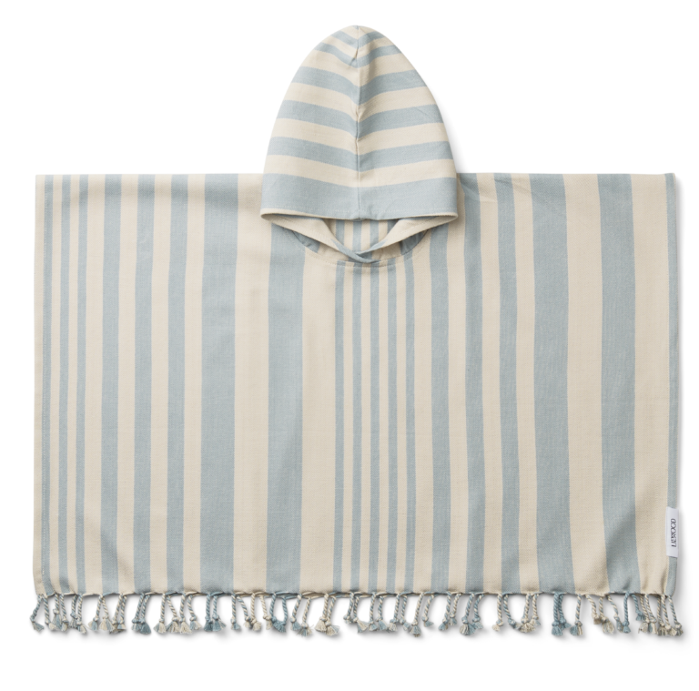 LIEWOOD ROOMIE PONCHO Y/D STRIPE: SEA BLUE/SANDY