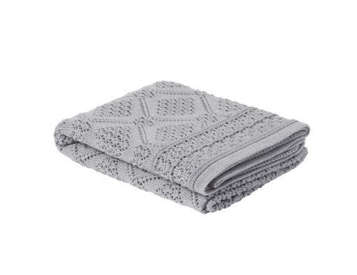 Heirloom Baby Merino Blanket – Geometric Mid Grey