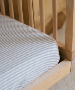 Warren Hill Stonewashed Linen Fitted Cot Sheets- Grey Stripe