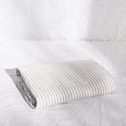 Warren Hill Stonewashed Linen Fitted Cot Sheets- Grey Stripe
