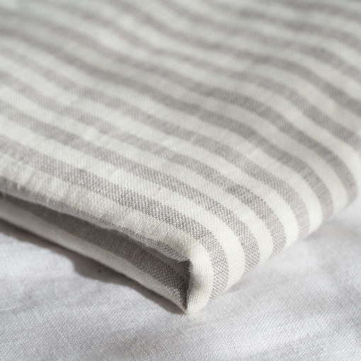 Warren Hill Stonewashed Linen Fitted Cot Sheets- Grey Stripe