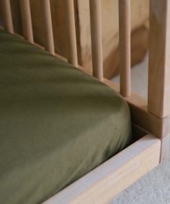 Warren Hill Stonewashed Linen Fitted Cot Sheets- Olive