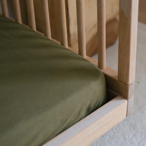 Warren Hill Stonewashed Linen Fitted Cot Sheets- Olive