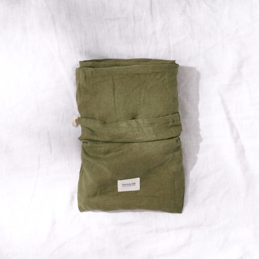 Warren Hill Stonewashed Linen Fitted Cot Sheets- Olive