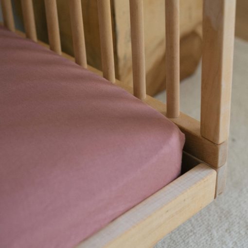 Warren Hill Stonewashed Linen Fitted Cot Sheets- Smoke Pink