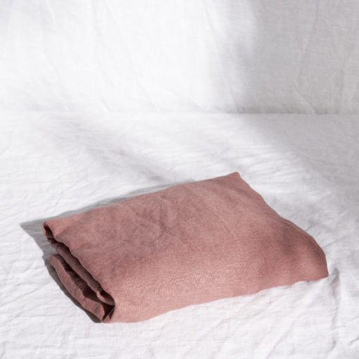 Warren Hill Stonewashed Linen Fitted Cot Sheets- Smoke Pink