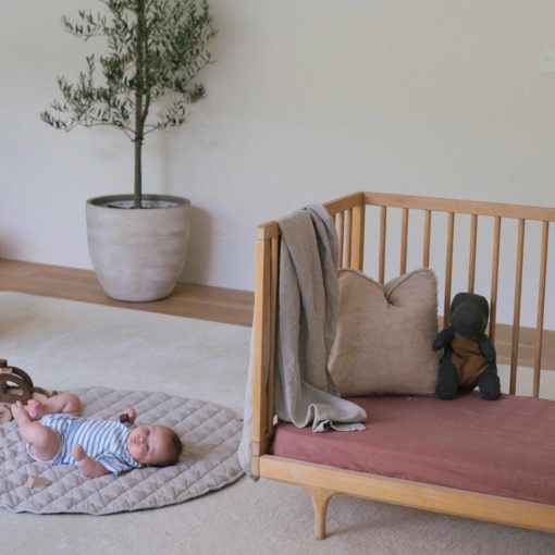 Warren Hill Stonewashed Linen Fitted Cot Sheets- Smoke Pink