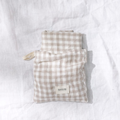 Warren Hill Stonewashed Linen Fitted Bassinet Sheet – Beige Gingham